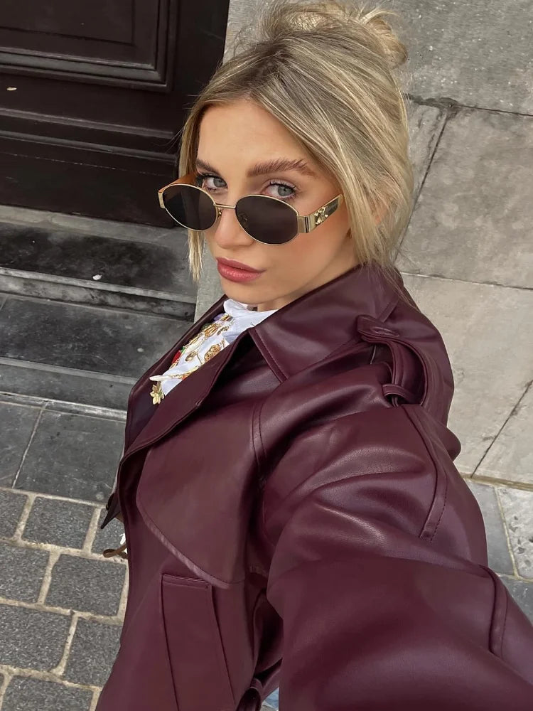 Odessa – Burgundy Trench Coat with Belt