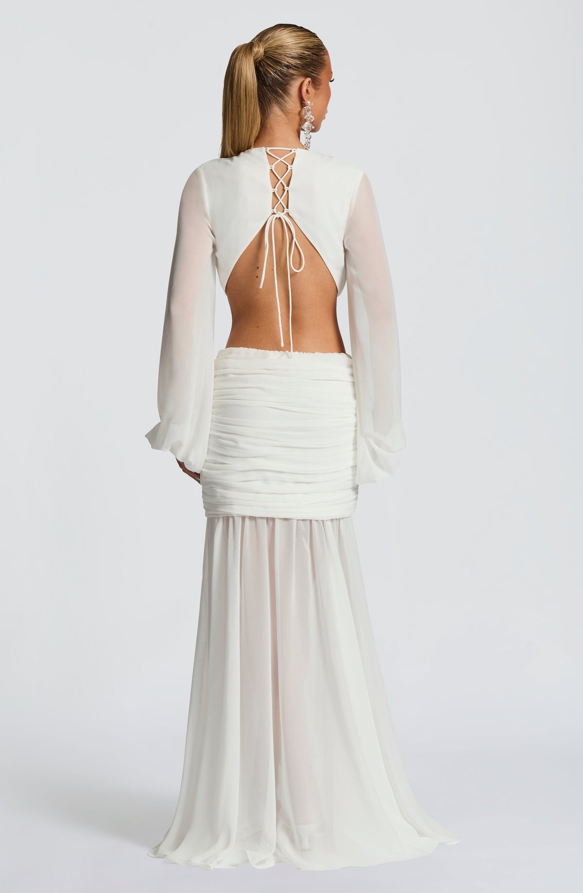 Aurelia – Maxi Dress with Blouson Sleeves & Lace Detail