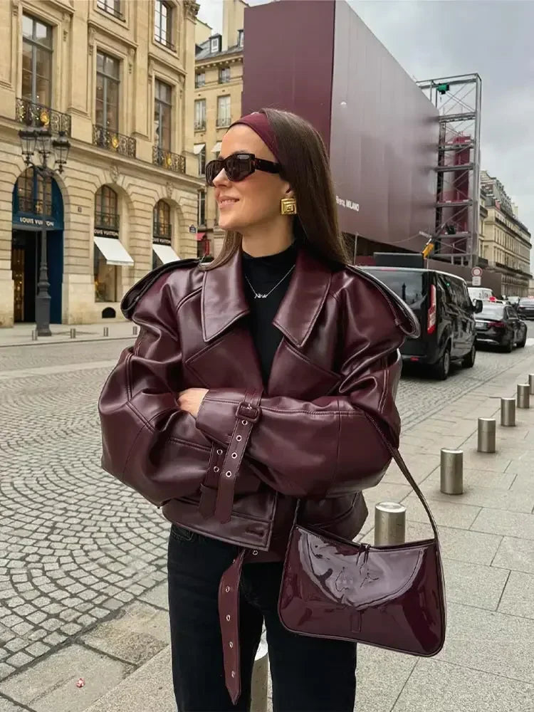 Odessa – Burgundy Trench Coat with Belt