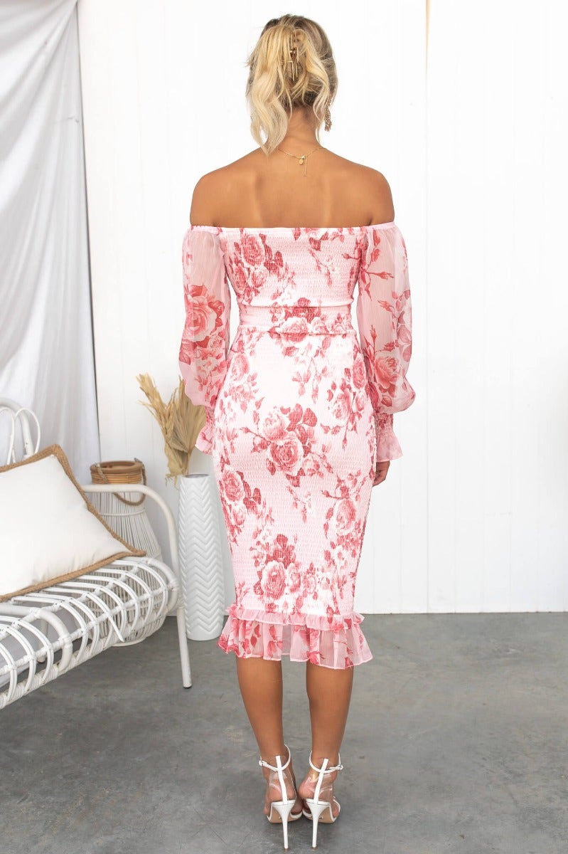 Golden Hour Off-Shoulder Midi Dress